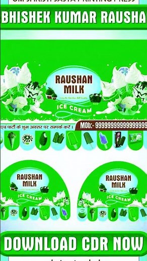 Latest & Best Ice Cream Cart Banner CDR Design | Fully Editable #Shorts #Viral #ytshorts