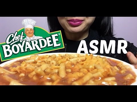 ASMR CHEESY MACARONI CHEF BOYARDEE (EATING SOUNDS) | SAS-ASMR