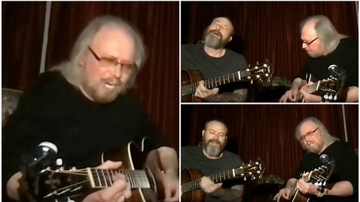 When Barry Gibb and son Stephen sang incredible acoustic duet of Bee Gees' 'Words' and 'Stayin' Alive'