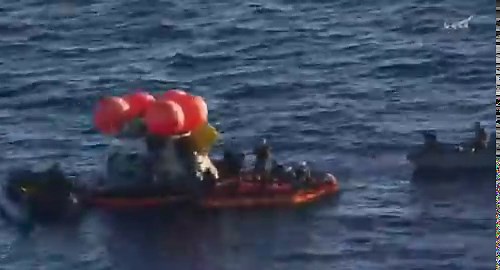 All four crew members, NASA astronaut Reid Wiseman, Artemis II commander, NASA astronaut Victor Glover, Artemis II pilot, NASA astronaut Christina Koch, Artemis II mission specialist, and Canadian Space Agency (CSA) astronaut Jeremy Hansen, Artemis II mission specialist have now exited the crew module and are now in the inflatable “front porch.”