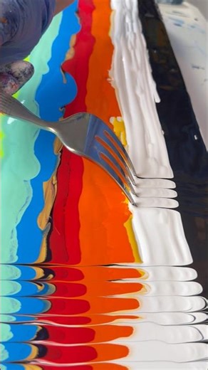 COLORFUL ACRYLIC POUR PAINTING WITH A FORK? #abstractart #acrylicpainting #shorts #creativeprocess