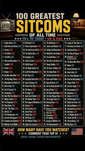 100 Greatest Sitcoms of All Time! 🇬🇧🇺🇸 How Many Have You Seen? ▶️▶️▶️