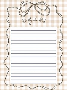 Bow Note Paper, Digital Printable Cute Bow, Printable Note Paper, Neutral Brown Gingham, ADHD Planner, Coquette Stationary, Brown, Checklist - Etsy