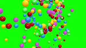 Animation of a pile of abstract colorful spheres and balls, 3D CGI Compositing process, 4k Ultra HD 3840x2160, RGB with Alpha matte and Green scree.
