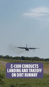 Watch a C-130H take 'eat my dust' to a new level during dirt runway landing and takeoff #c130 #plane #airforce #airmen #landing #takeoff #military #defense #aircraft #troops #veterans | Defense News