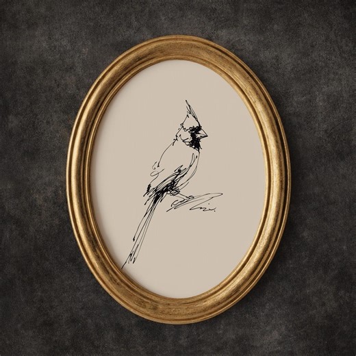 Cardinal Sketch PRINTABLE Wall Art | Neutral Bird Print | Delicate Line Art Illustration | Digital Download - Etsy Canada