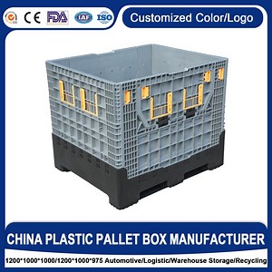 [Hot Item] 1200X1000X1000mm 1000L Heavy Duty Bulk Warehouse Storage Stackable Foldable Plastic Container Collapsible Pallet Bin Box