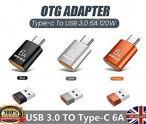 6A USB OTG Adapter USB 3.0 A Male To Type C Female Converter Fast Charger 120W  | eBay UK