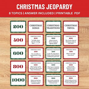 Printable Christmas Jeopardy: Holiday Trivia, Party Activities (printable PDF) - Etsy