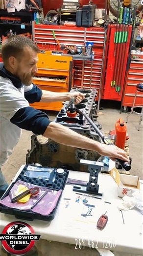 Detroit DD13 counterbore cutting. #detroitdiesel #mechanic #enginerebuildspecialist