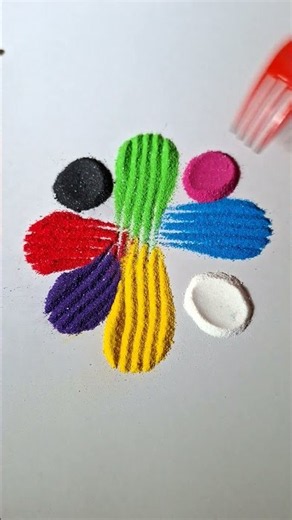 Simple Rangoli 🌈❤️| Satisfying Rangoli | Easy Rangoli Tricks|ASMR #satisfying​#rangoli​#shorts​#asmr