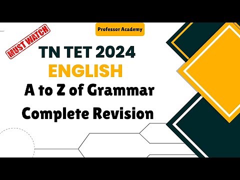 TNTET English 2025 - A to Z of Grammar Complete Revision