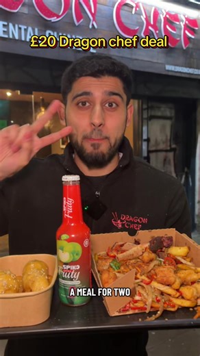 Dragon Chef Meal for Two 🔥🥡 Craving the perfect mix of savoury and sweet? Our Dragon Chef Meal Deal has you covered. Enjoy a Mini Munchbox packed with your favourite takeaway classics – the perfect portion for a satisfying meal. It comes with a refreshing drink to keep you cool, and to finish it off, treat yourself to crispy golden banana fritters served sweet and delicious for dessert. ✨ What’s included: \t•\tMini Munchbox \t•\tChoice of Drink \t•\tBanana Fritters (Dessert) A complete meal wi