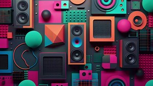 Ai background with stereo audio speakers Free Stock Video Footage