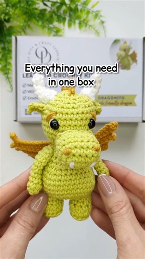 Crochet Dragon DIY kit for Beginner, Learn to Crochet kit #crochetplushie #crochetkit #crochetdragon