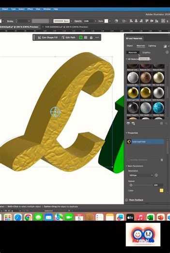 How to 3D Letter in Illustrator #shortsfeed #shortvideo #motivation