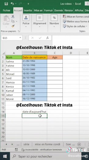 calculer l'age sur excel #excel #formation #cours #doros #9raya #khedma #entretien #تعلم