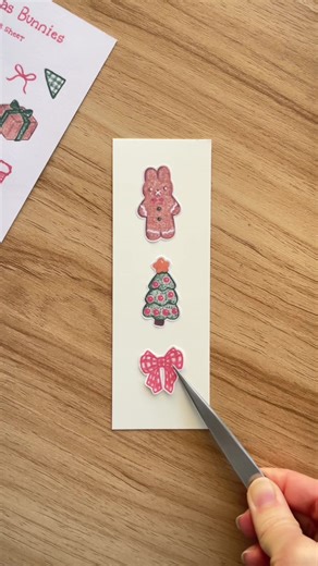 Gingerbread bunnies🎄 a color pencil sticker sheet for the holidays! Handmade with love in my lil studio🫶🏼 #handmade #stickers #christmas