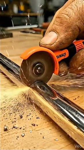 Tiny Grinder Cuts Metal Pipe in Seconds