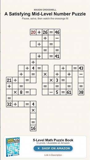 Mixed-Level Math Crossword | Beginner to Expert Puzzle Book