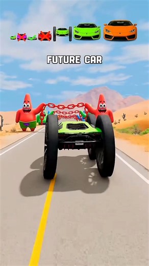 Normal Car vs Crazy Chain Obstacle Challenge! 😱🚗. Small Car to Giant Car