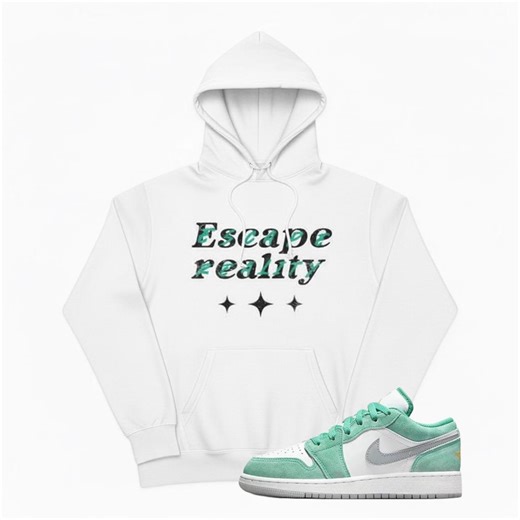 Escape Reality Hoodie, Seafoam Mint Graphic Pullover, Streetwear Sweatshirt - Etsy