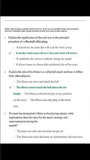 NFHS VOLLEYBALL OFFICIATING RULES ACTUAL EXAM 2025