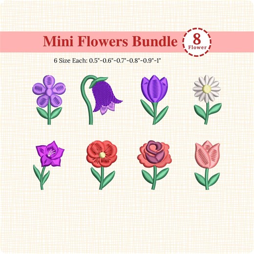 Tiny Flowers Machine Embroidery Designs Bundle of 8 Mini Satin Flower Embroidery Files 6 Size Floral Pattern - Etsy