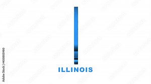Line animated map showing the state of Illinois from the united state of america. Motion graphics.