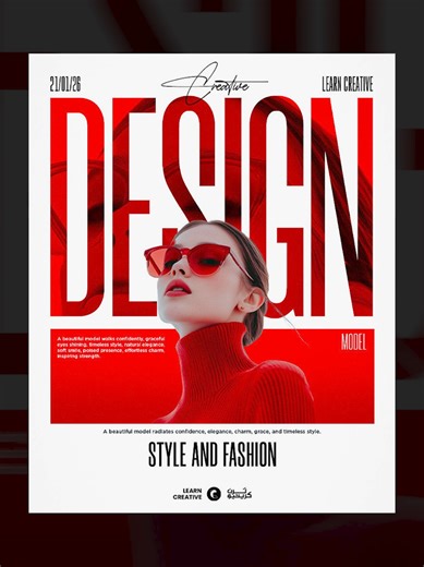Modern Poster design idea in Photoshop Video on YouTube (Learn Creative Channel) Link in bio Follow for more Modern Poster design in Photoshop, Photoshop tutorials, learn creative #modern #brand #poster #posterdesign #photoshop