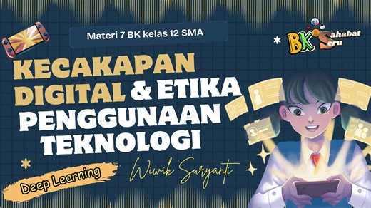 MATERI 7 BK KELAS 12 SMA - KECAKAPAN DIGITAL DAN ETIKA PENGGUNAAN TEKNOLOGI LINK DOWNLOAD : http://lynk.id/bksahabatseru/2z2vkxp0l9k1 Produk digital ini dirancang untuk membantu siswa kelas XII SMA memahami kecakapan digital, etika, keamanan, dan tanggung jawab dalam menggunakan teknologi sebagai bekal menuju dunia kuliah dan kerja. 📦 Isi Produk: ✔ RPL Mendalam (Siap Pakai) – sesuai Kurikulum Merdeka, lengkap dengan LKPD, refleksi, evaluasi, dan tindak lanjut. ✔ PPT Interaktif / Bahan Tayang BK
