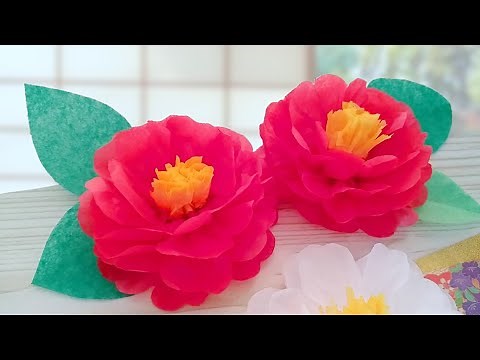 [Easy] How to Make a Camellia ✨No Glue Required✨ [Flower Paper] Great for Wall Decorations and Ne...