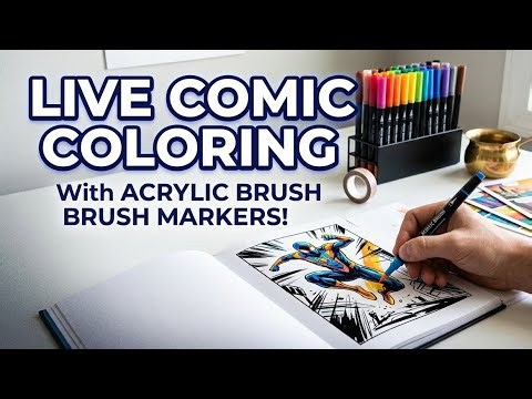 😱 LIVE Coloring a Comic Book with ACRYLIC BRUSH MARKERS! 🎨✍️ #AcrylicMarkers #ComicArt #LiveArt