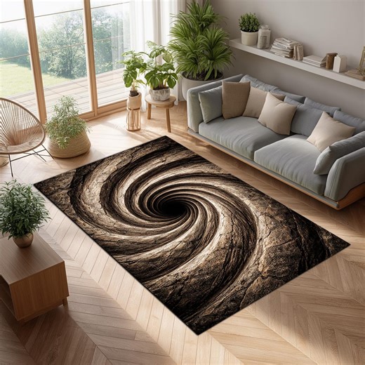 Stone Earth Vortex Rug – Natural Rock Spiral Texture - Etsy