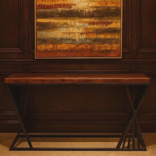 Handcrafted Wood Console Table With Iron Base – Modern Rustic Design - Etsy