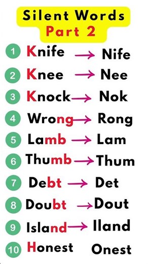 English Silent Letters Part 2 🔥