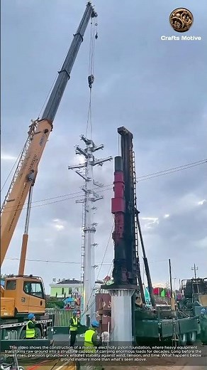 Building a Huge Utility Tower Heavy Equipment: Installing a Major Electricity Pylon Foundation
