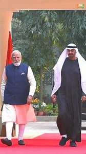 Prime Minister Narendra Modi warmly received and welcomed HH Sheikh Mohamed bin Zayed Al Nahyan, President of the UAE at his official residence 7, Lok Kalyan Marg in New Delhi. #PMModiji #NarendraModi #uae #short #PMOIndia #modi #reels | NA MO