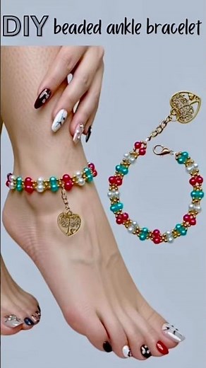 Beaded bracelet for your ankle. DIY jewelry with pearls #bracelet #jewellery #diy
