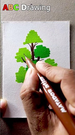 A Beautiful Tree Drawing With Marker Colors | Drawing Tutorial #shorts