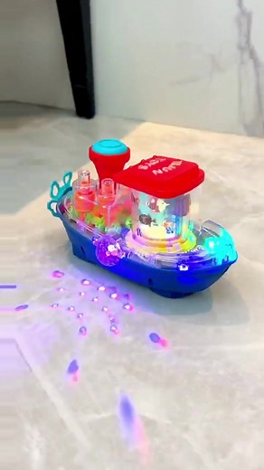 Auto Rotating Electronic Boat Toy with LED Lights and Sound for Kids