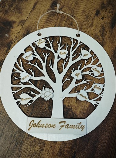 Personalised Wooden Family Tree Plaque With Name Leaves - Etsy