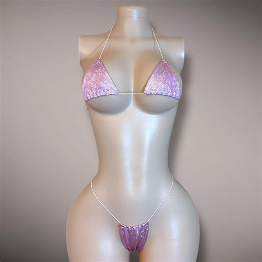 Light Pink Holographic Adjustable Microkini | Exotic Dancewear - Etsy