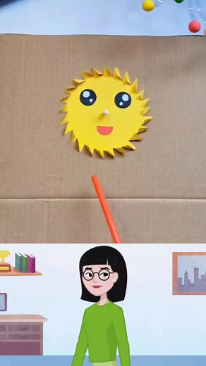 Let’s make a happy spinning sun craft that’s full of energy! Start by cutting out a circle, then snip evenly around the edges and gently fold each strip outward to create sun rays. Glue a cotton swab to the center and attach it to a cardboard base. Add cute eyes and a big smile to bring your sun to life. Give it a puff of air—and watch it twirl! A fun, hands-on project kids will absolutely love. | Paper Craft Ideas