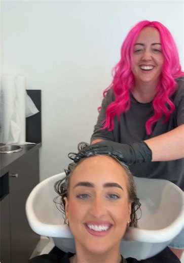 After the trauma of having to do her hair it was time to put my sister to work! She was actually kinda good I give her 7/10 @Chelsey goord @Pureology #hairwash #sisters #badclient #nightmareclient