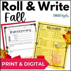 Fall Writing Activities Roll & Write Literacy or Writing Centers w Writing Paper
