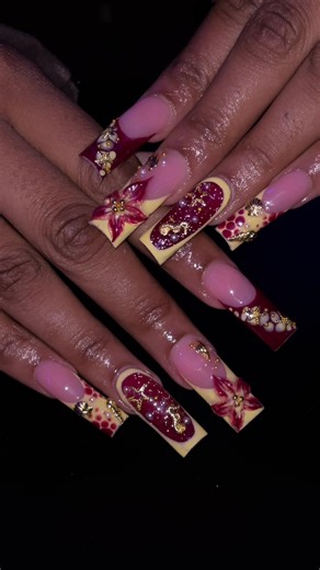 Creative Yellow and Red Nail Designs for Summer