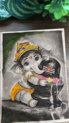 Jay Shree Ganesha🙏❤️#drawing #ytshorts #art #youtubeshorts #yt #ganesh #ganpati #bappa #shorts #jay