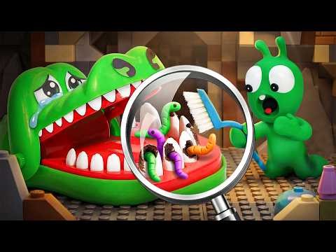 Pea Pea Tries Being a Dentist for a Day – Treating a Poor Crocodile’s Teeth!