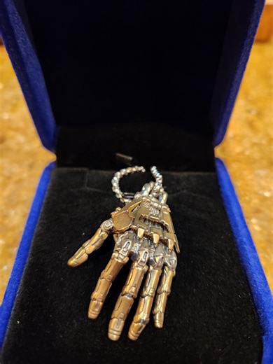 Steampunk Mechanical Hand Pendant: Brass & White Bronze, Articulated Kinetic Jewelry. - Etsy